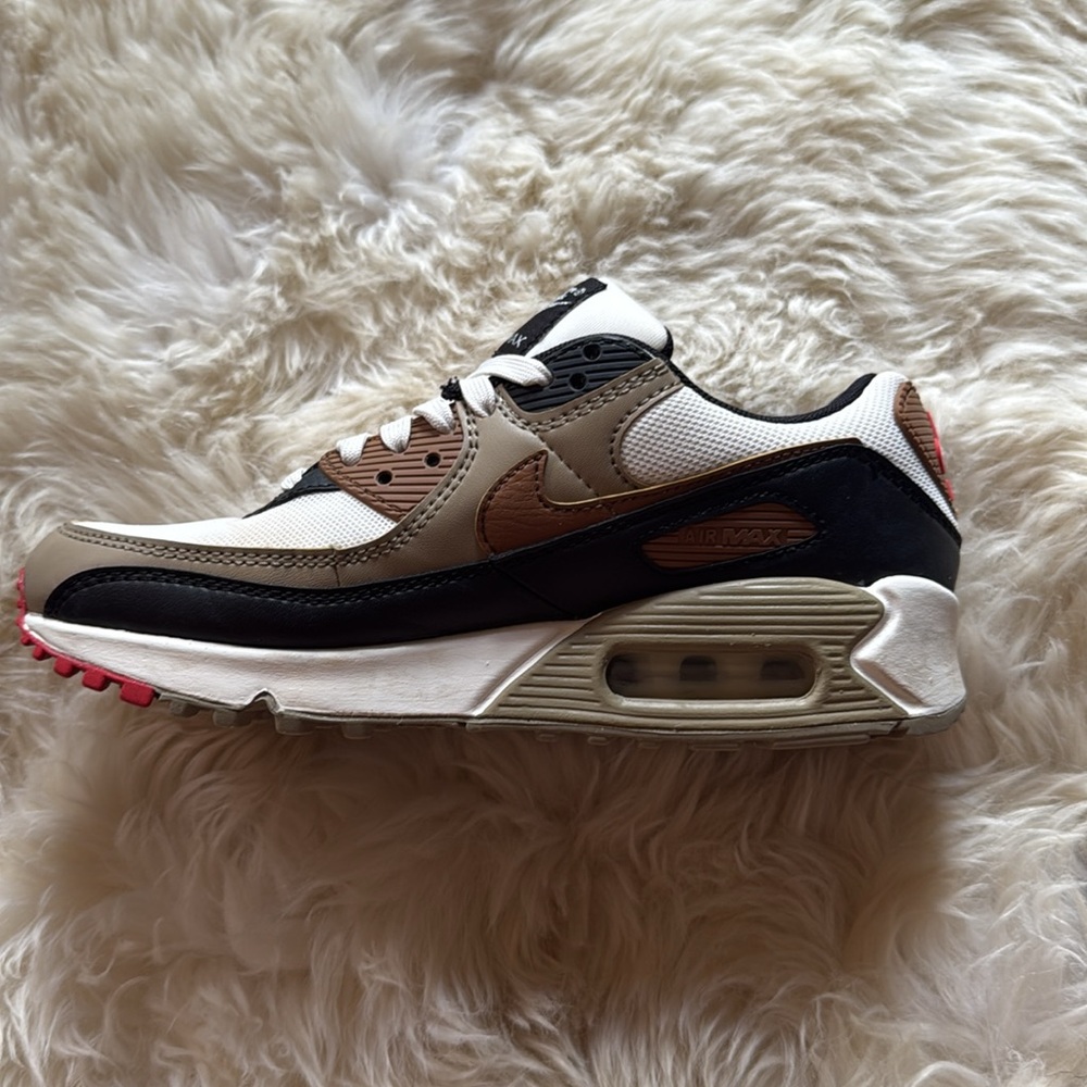 Nike Air Max Sneakers in White, Brown, and red